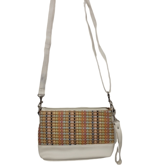 STONE Mountain NWOT Crossbody Wristlet Adjustable Strap White and Tan Woven - Picture 6 of 16